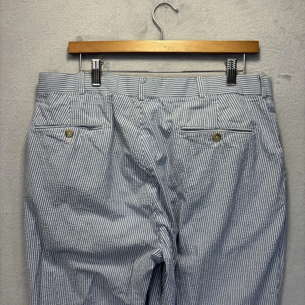 Vtg Polo Ralph Lauren Seersucker Pants Mens 36x33 Blue Striped Coastal Preppy